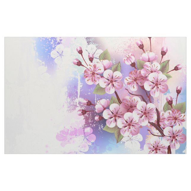 Pink Sakura on Painting Background Fabric (Yard)