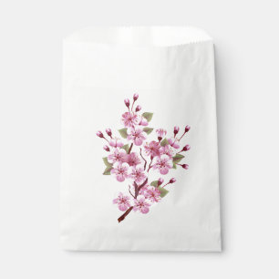Pink Sakura on Painting Background Favour Bags