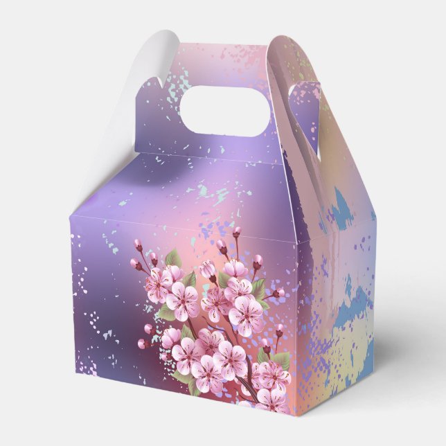 Pink Sakura on Painting Background Favour Box (Front Side)