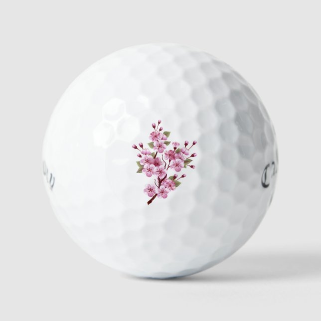 Pink Sakura on Painting Background Golf Balls (Front)