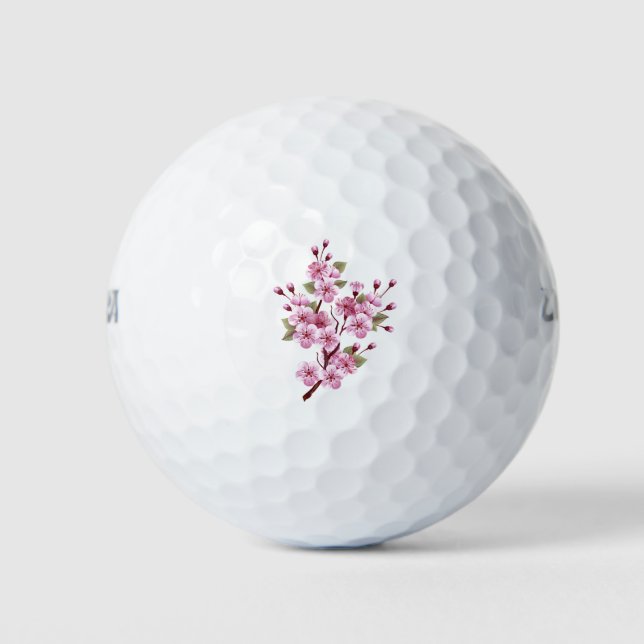 Pink Sakura on Painting Background Golf Balls (Front)