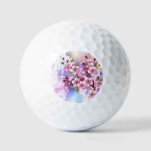 Pink Sakura on Painting Background Golf Balls