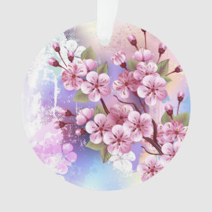 Pink Sakura on Painting Background Ornament