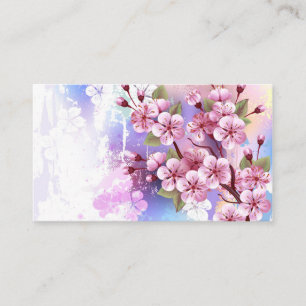 Pink Sakura on Painting Background Place Card