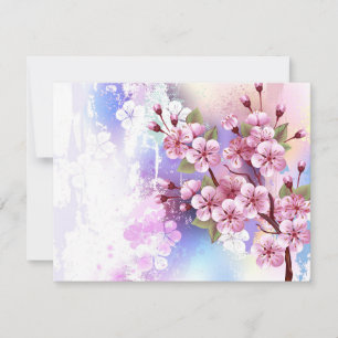 Pink Sakura on Painting Background Save The Date