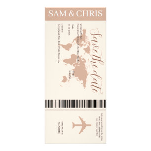 Pink Salmon Boarding Pass World Map Travel Rack Card