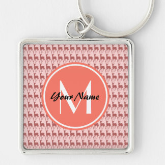 Pink Salmon Deer, Custom Monogram, Personalised Key Ring