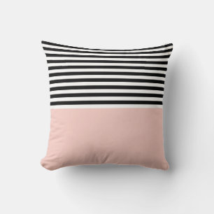 Pink Salt With Black and White Stripes Cushion