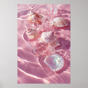 Pink Sand and Seashells Mermaidcore Aesthetic Poster
