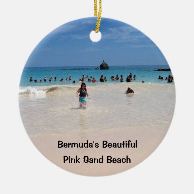 Pink Sand Beach #3, Bermuda's Beautiful, Pink S... Ceramic Tree Decoration (Front)