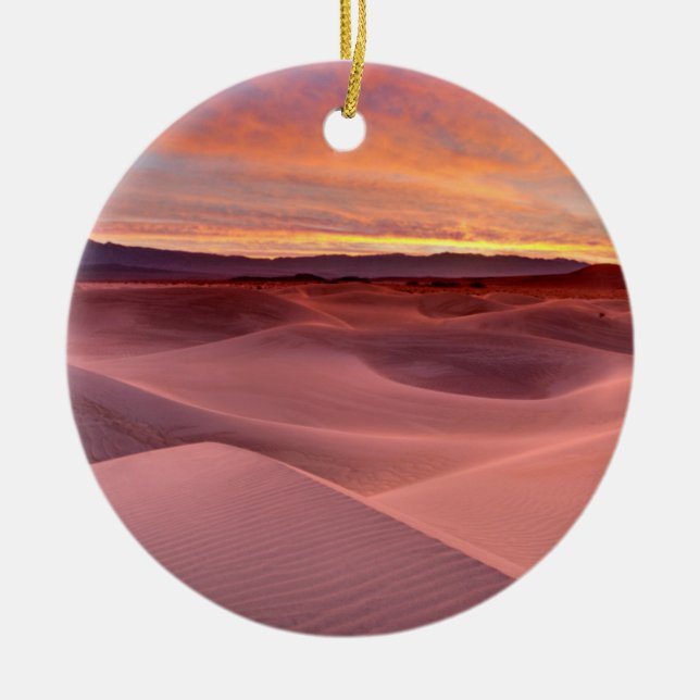 Pink sand dunes, Death Valley, CA Ceramic Tree Decoration (Front)