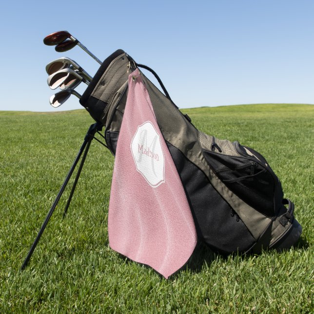 Pink Sand Ripples Personalised Golf Towel (Green)