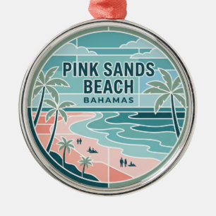Pink Sands Beach Bahamas Metal Tree Decoration