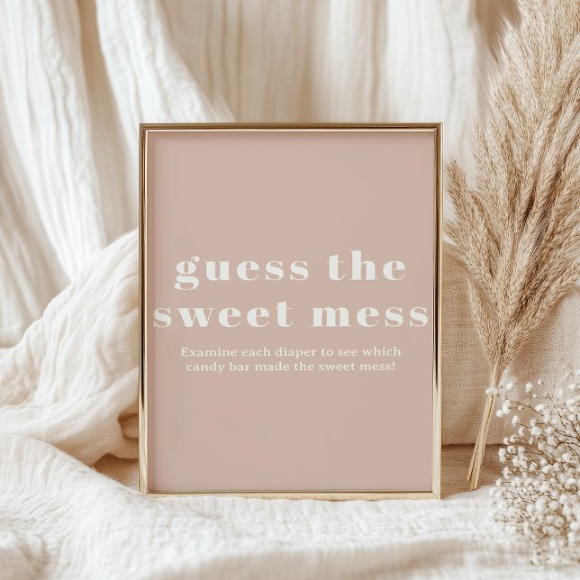 Pink Sandstone Typography Baby Guess Sweet Mess Poster (Creator Uploaded)