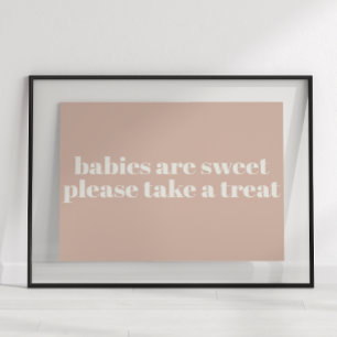 Pink Sandstone Typography Baby Shower Favour Poster