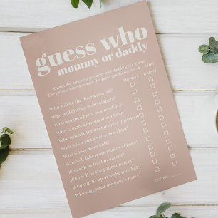 Pink Sandstone Typography Baby Shower Mom Dad Game Flyer