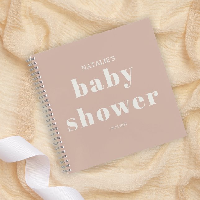 Pink Sandstone Typography Baby Shower Notebook (Creator Uploaded)