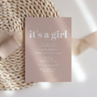 Pink Sandstone Typography Girl Baby Shower