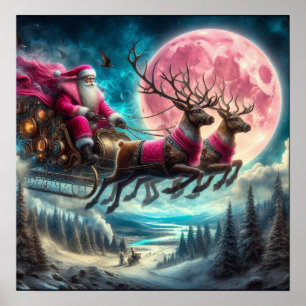 Pink Santa Airborne Poster