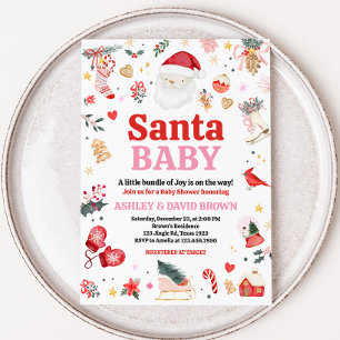 Pink Santa Baby Baby Shower  Invitation