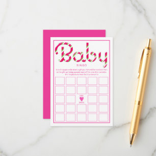 Pink Santa Baby Shower Bingo Card Game