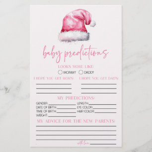 Pink Santa Baby Shower Predictions Activity Stationery