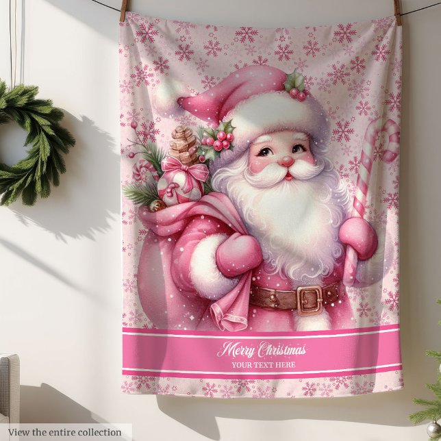 Pink Santa Blanket Girls Personalised Holiday Cosy (Pink Santa Blanket Girls Personalized Holiday Cozy)