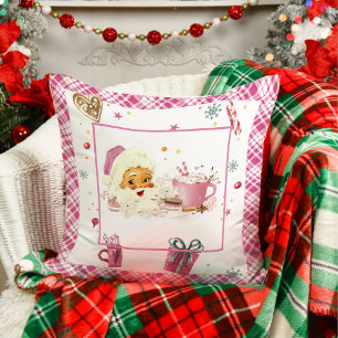 Pink Santa Claus Christmas Pattern Throw Pillow