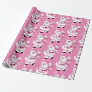 Pink Santa Claus Holiday Christmas Wrapping Paper