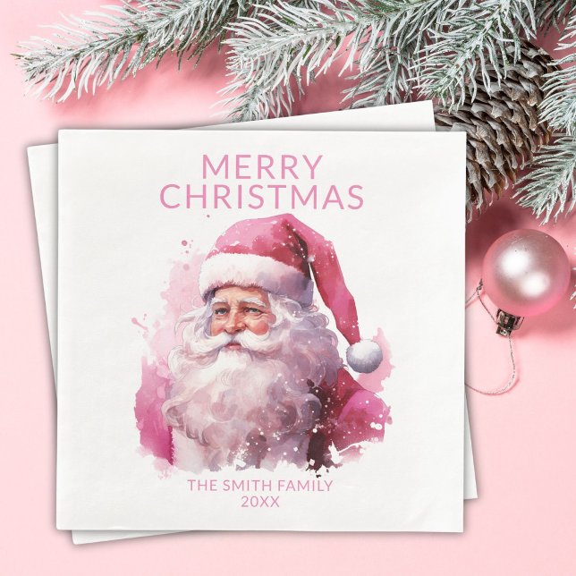 Pink Santa Claus Party Napkin (Creator Uploaded)