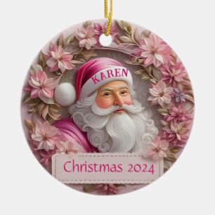 Pink Santa Claus Personalized Ornament