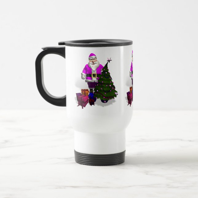 Pink Santa Claus Travel Mug (Left)