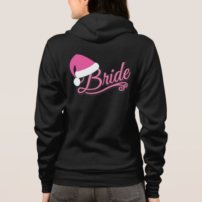 Pink Santa Hat Bride Sweat Shirt black (Back)