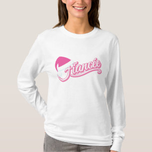 Pink Santa Hat Fiancée Long Sleeve T-Shirt white