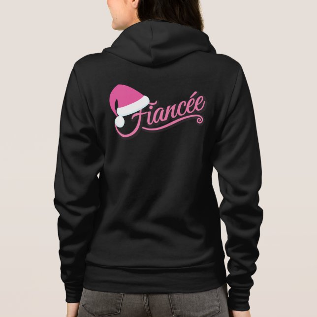 Pink Santa Hat Fiancée Sweat Shirt black (Back)