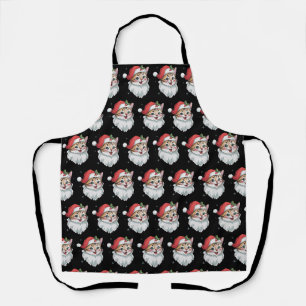 Pink Santa Hat Retro Cute Kitty Cat Christmas Apron