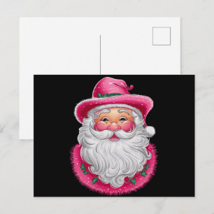 Pink Santa Retro Christmas Matching Family Party Holiday Postcard