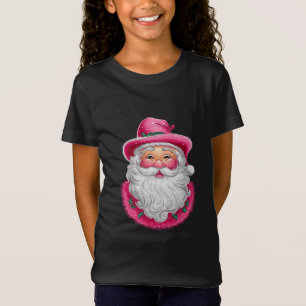 Pink Santa Retro Christmas Matching Family Party T-Shirt