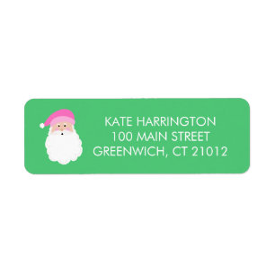 Pink Santa Return Address Label