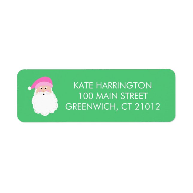 Pink Santa Return Address Label (Front)