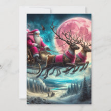 Pink Santa Rides at Night
