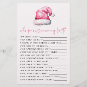 Pink Santa Who Knows Mummy Baby Shower Game Stationery