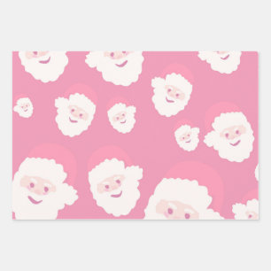 Pink Santa Wrapping Paper Sheet