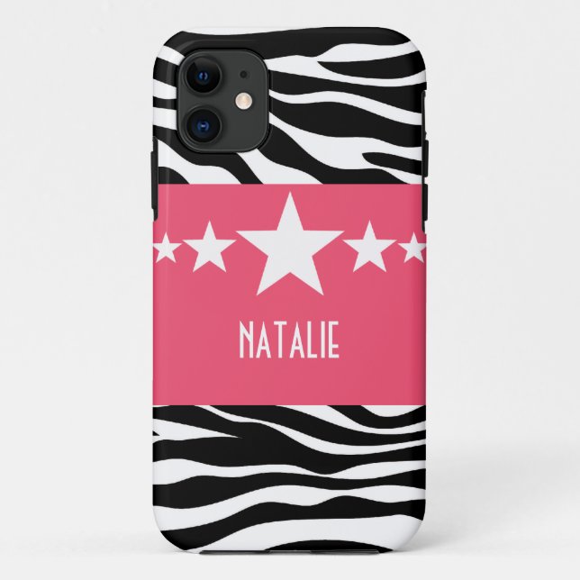 Pink Sassy Star Zebra BT iPhone 5 Case (Back)