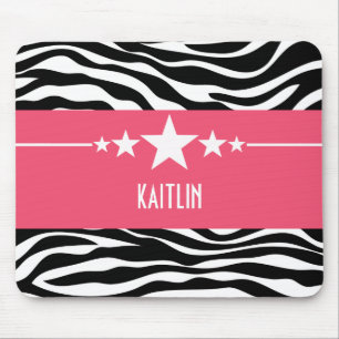 Pink Sassy Star Zebra Mousepad
