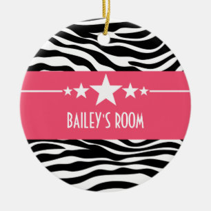 Pink Sassy Star Zebra Ornament