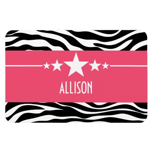 Pink Sassy Star Zebra Premium Magnet (Horizontal)