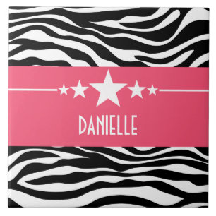 Pink Sassy Star Zebra Tile