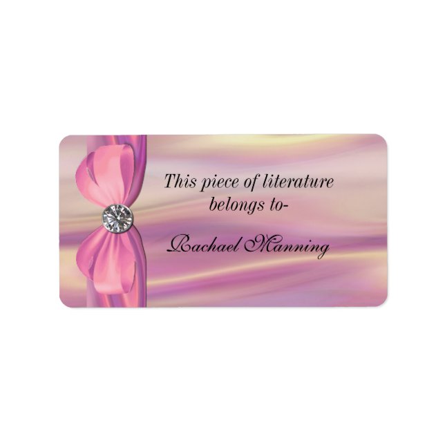 Pink Satin Bookplate Sticker (Front)
