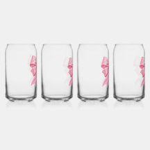 Pink Satin Bow Cute Girly Drink Glass